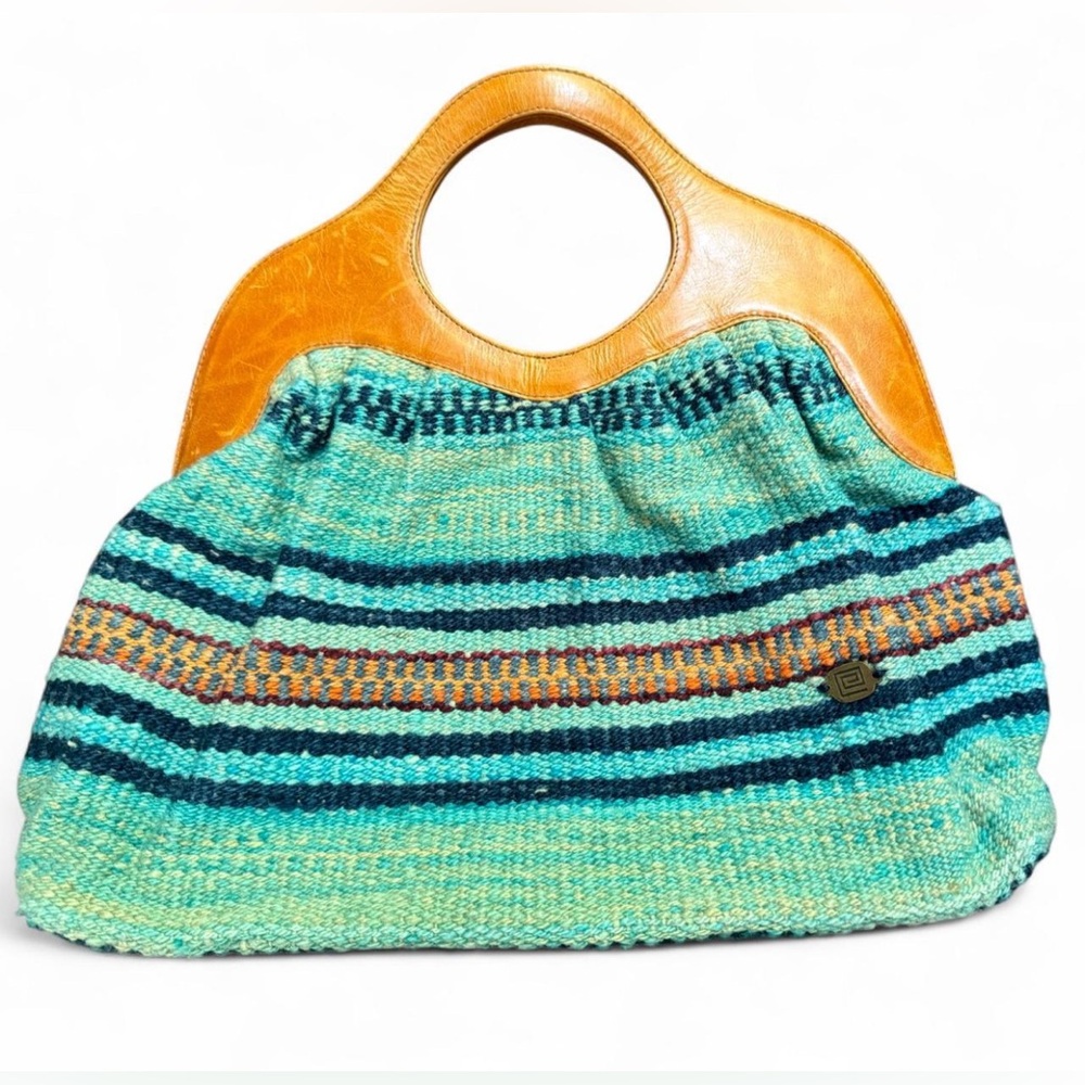 EMILIME alpaca wool bag with leather trim made in Peru. Great condition!